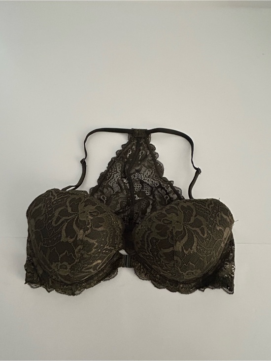 Victoria's Secret Other - Victoria's Secret PINK Lace Trim Racerback Bra in Olive with Pink Lining